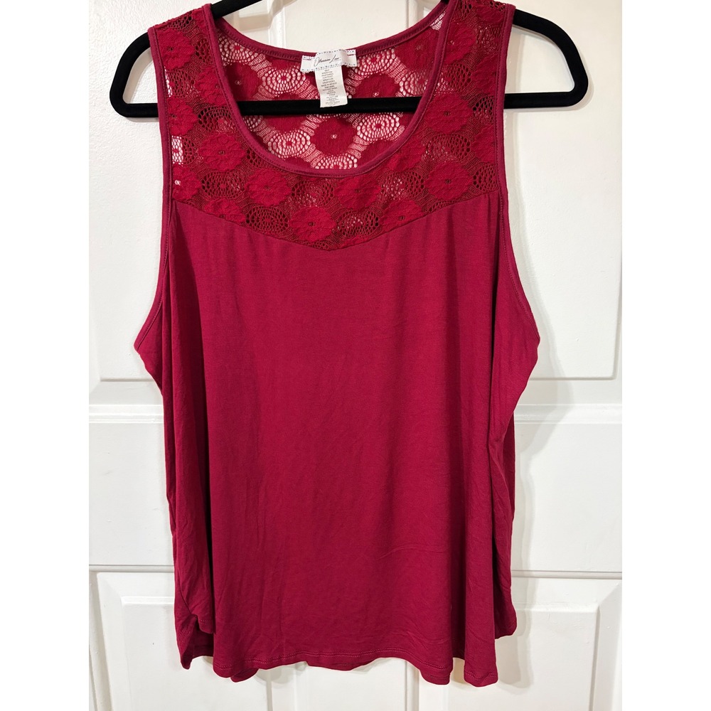 Obsessive Love | Lace Yoke Sleeveless Tank Top | 2X || Burgundy|